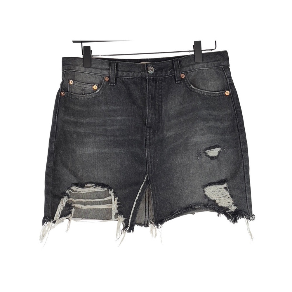 Free People We The Free Relaxed & Destroyed Denim Skirt Size 4/ 26 - Picture 3 of 9